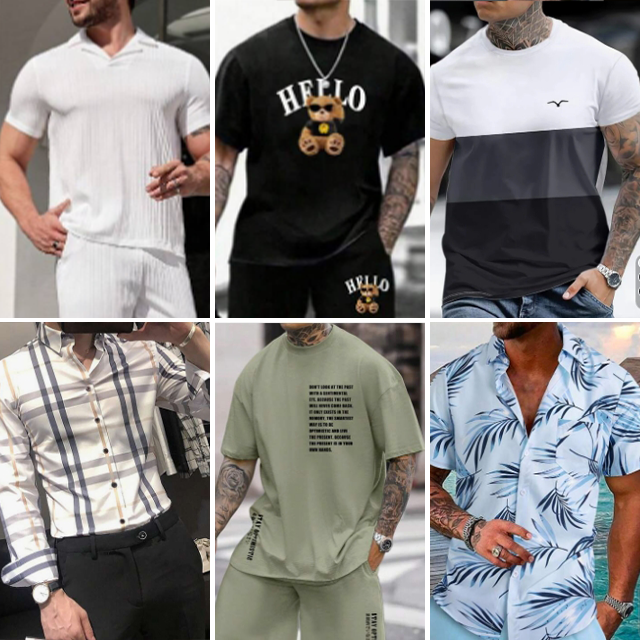 2024 Fashion Clothing High Quality Wholesale Men's Casual T-shirt Pants Shirts POLO Shirts Bulk Clothing Random Shipping