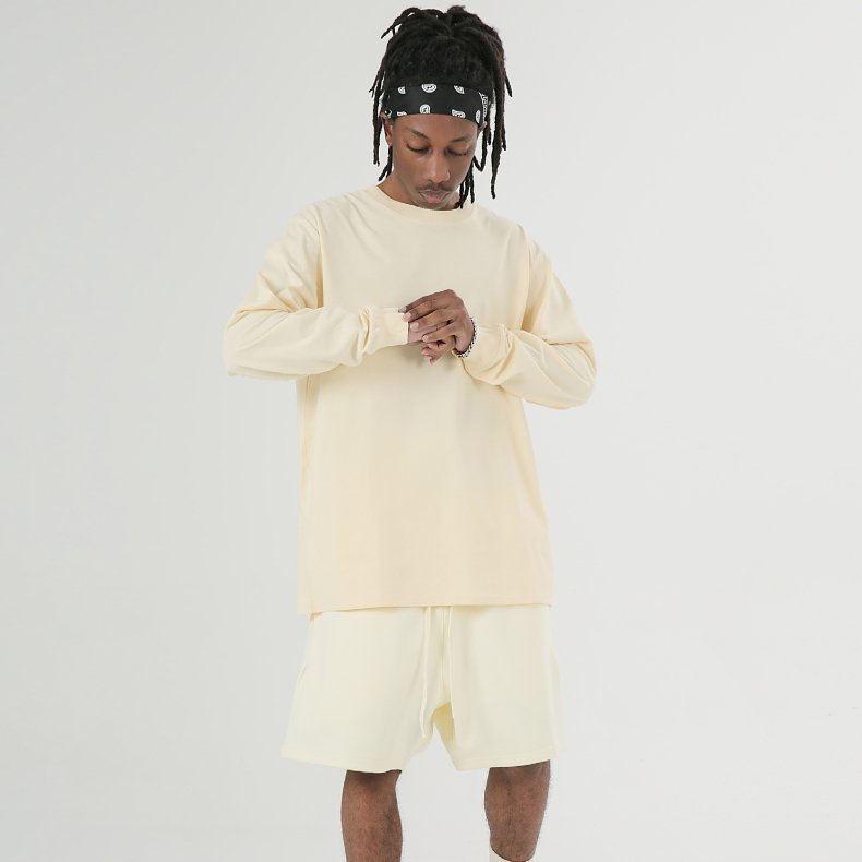 Plain long Sleeve 100% Cotton T Shirt 230gsm Heavyweight Spring Quality T Shirt Custom Men's long sleeve T-Shirts