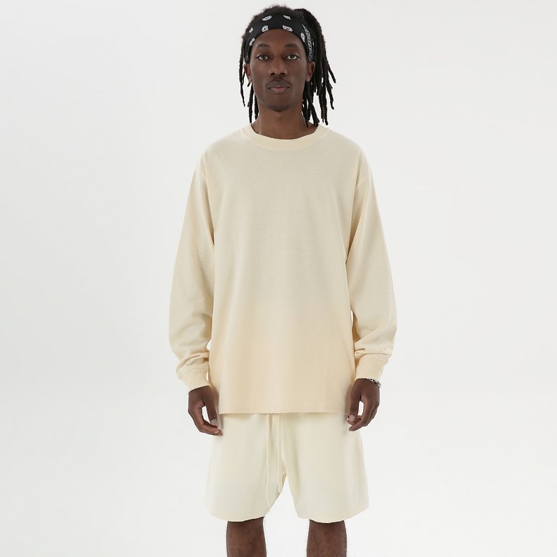 Plain long Sleeve 100% Cotton T Shirt 230gsm Heavyweight Spring Quality T Shirt Custom Men's long sleeve T-Shirts