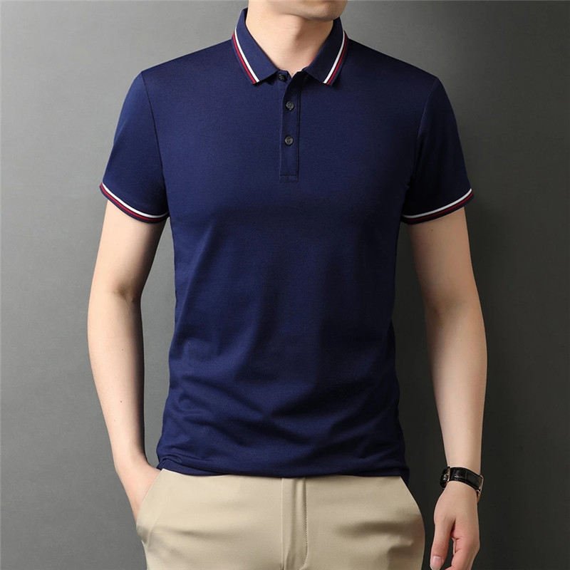2024 New Summer Custom Logo Golf Men's Polo Shirt 50% Cotton 50% Polyester Men Polo T Shirt With Logo