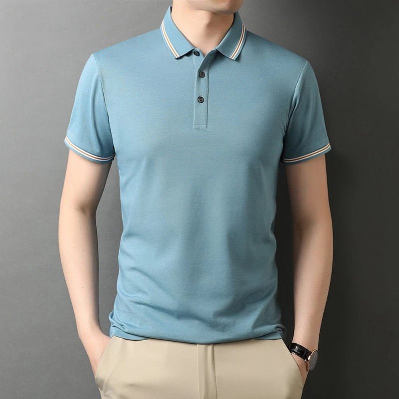 2024 New Summer Custom Logo Golf Men's Polo Shirt 50% Cotton 50% Polyester Men Polo T Shirt With Logo