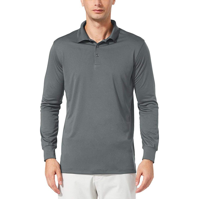 Sun protection UPF 50+ quick dry solid color long sleeve anti UV golf shirt men's polo t shirt