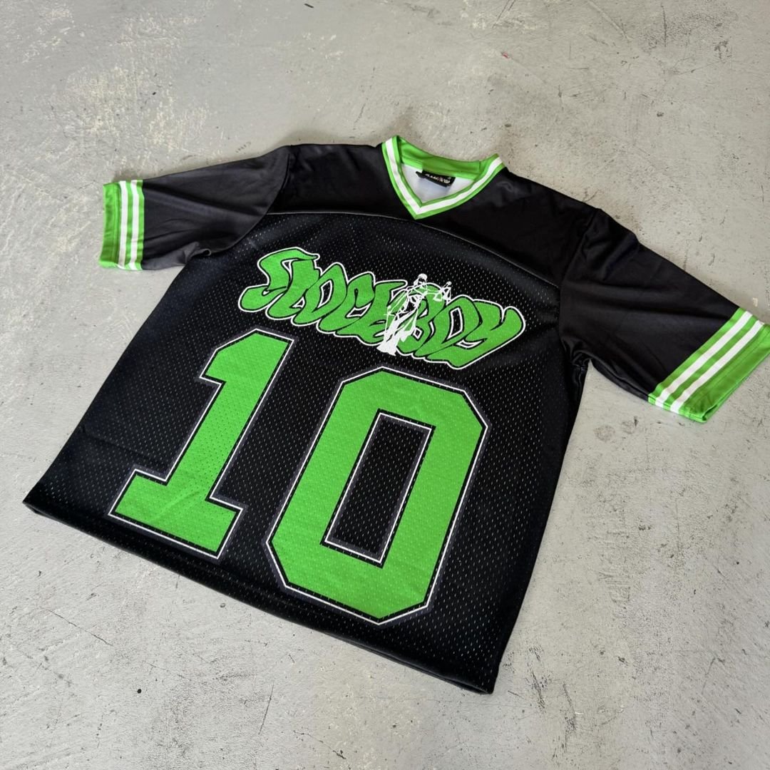 Custom Design Hot Sell DTG Printing Color Block High Quality Sportswear Oversized Mesh Graphic Jersey Cropped Boxy T Shirt Men