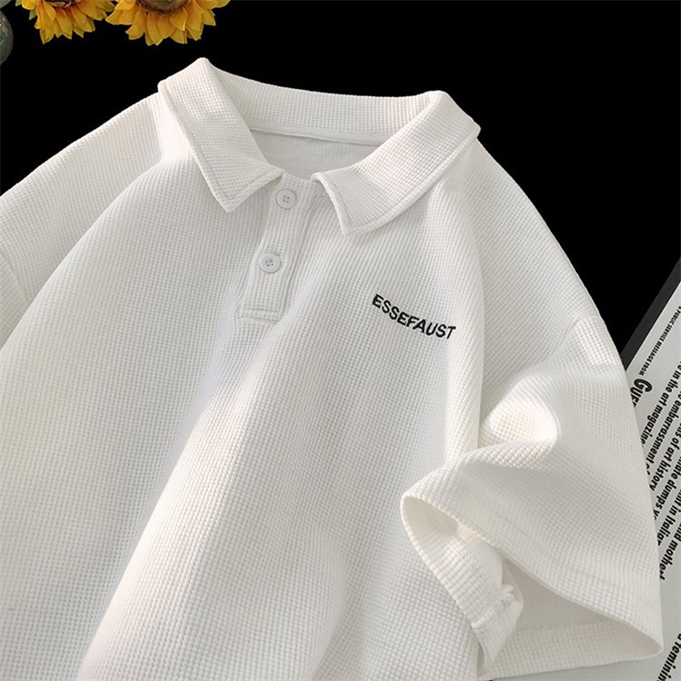 Summer new fashion brand retro embroidered half sleeved T-shirt for men's fashionable lapel short sleeved T-shirt