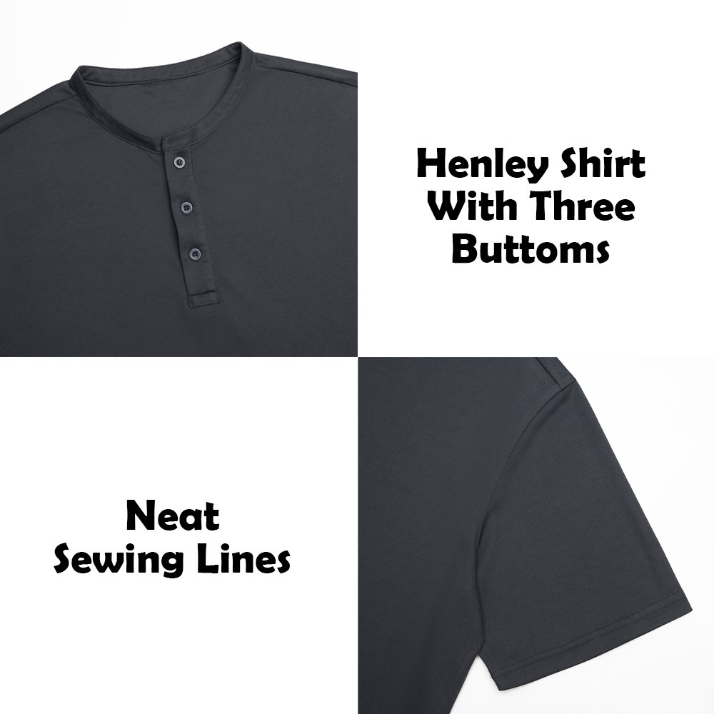 Blank Polyester Round Neck Button Up Short Sleeve Men's T-shirt Henley Shirts For Men