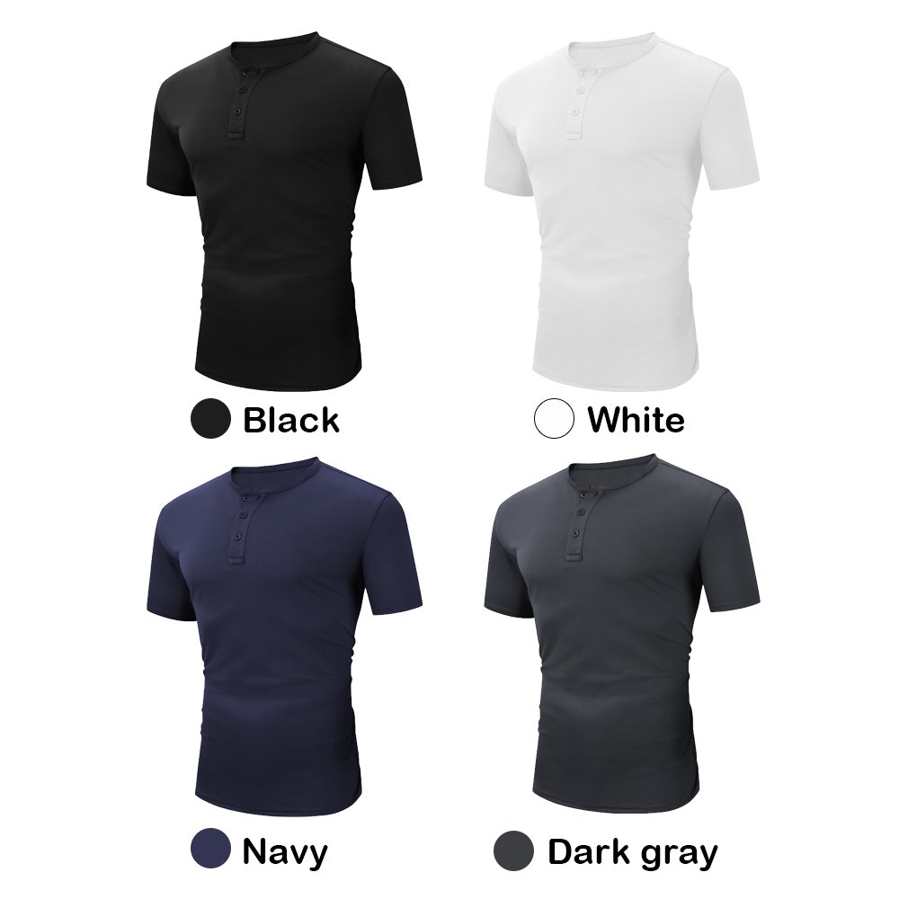 Blank Polyester Round Neck Button Up Short Sleeve Men's T-shirt Henley Shirts For Men