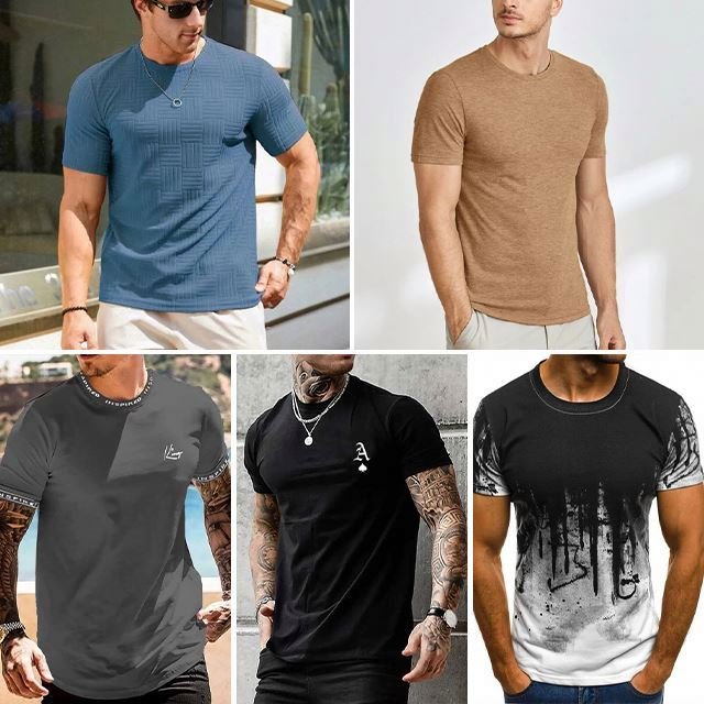 2024 inventory men's summer used pure cotton casual printed loose T-shirts wholesale at the lowest price