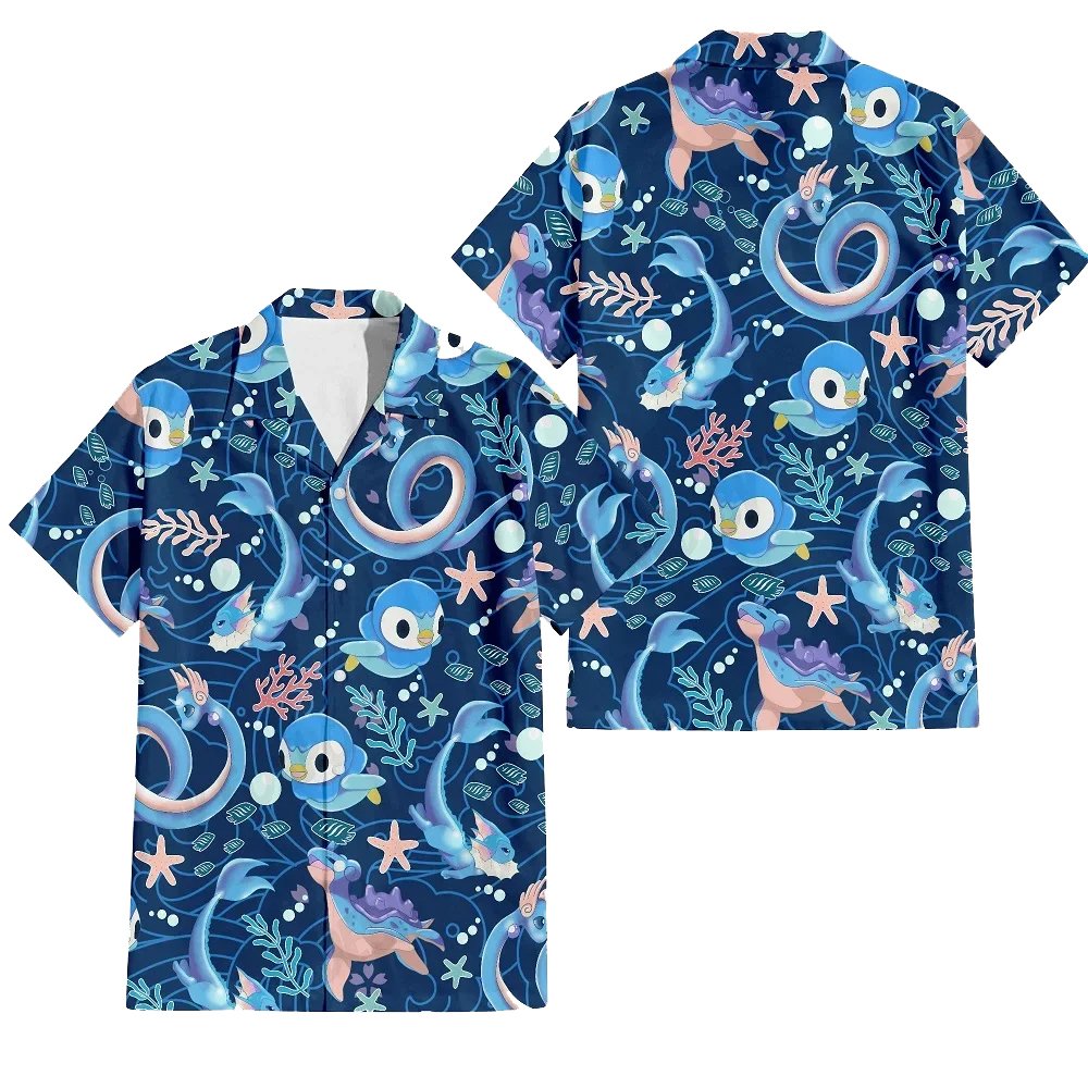 New Cartoon Style Hawaiian Shirts Short Sleeved 3D Print Anime Plus Size Men's T-Shirts Men's Clothing Y2k Clothes Harajuku