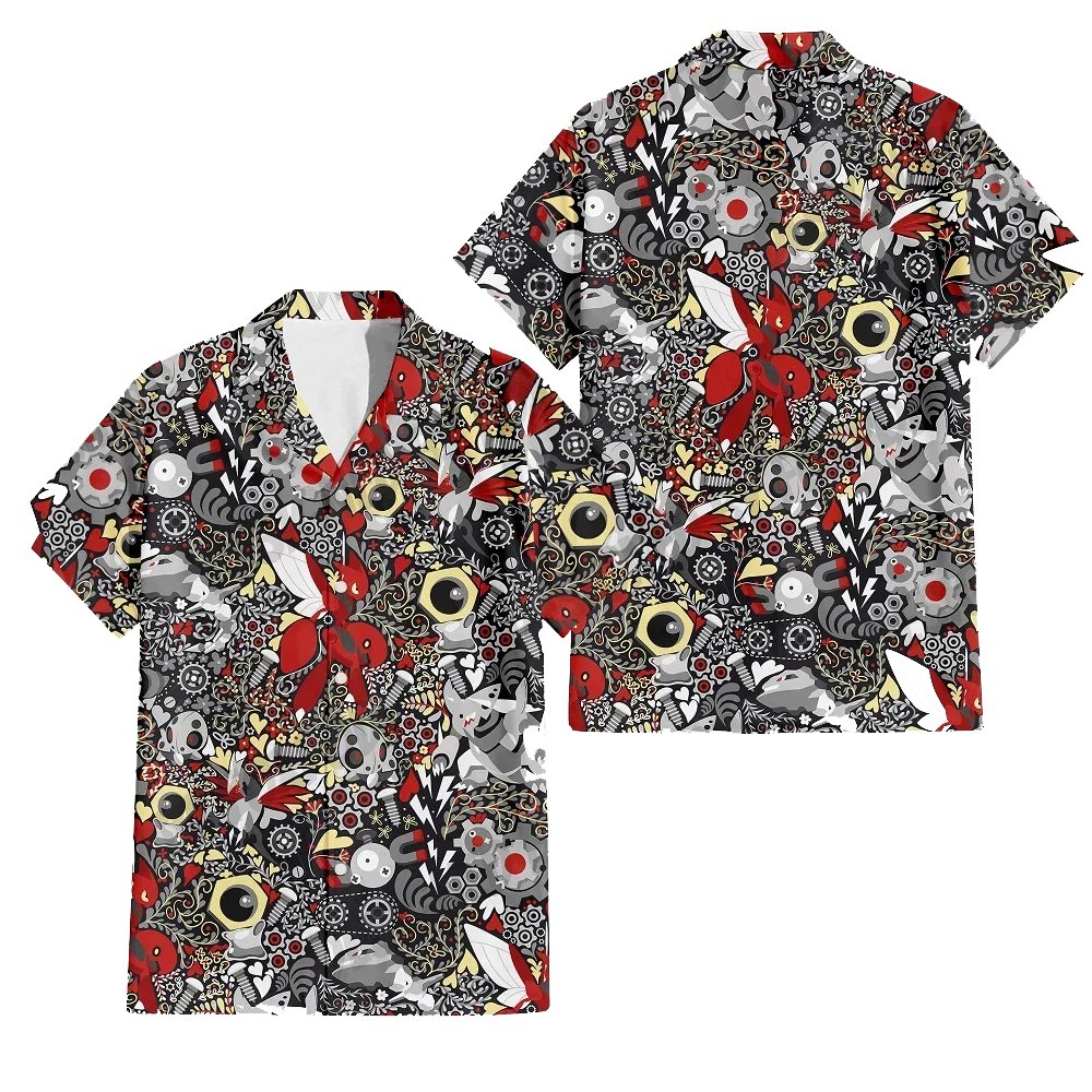 New Cartoon Style Hawaiian Shirts Short Sleeved 3D Print Anime Plus Size Men's T-Shirts Men's Clothing Y2k Clothes Harajuku