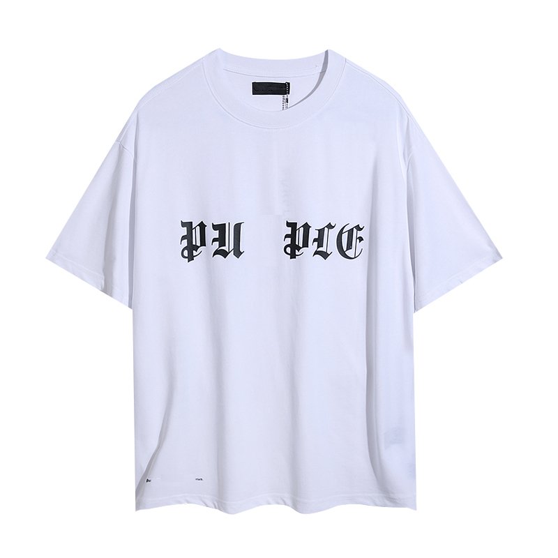 2024 summer new cross-border color pu rple letter print casual loose T-shirt for men and women