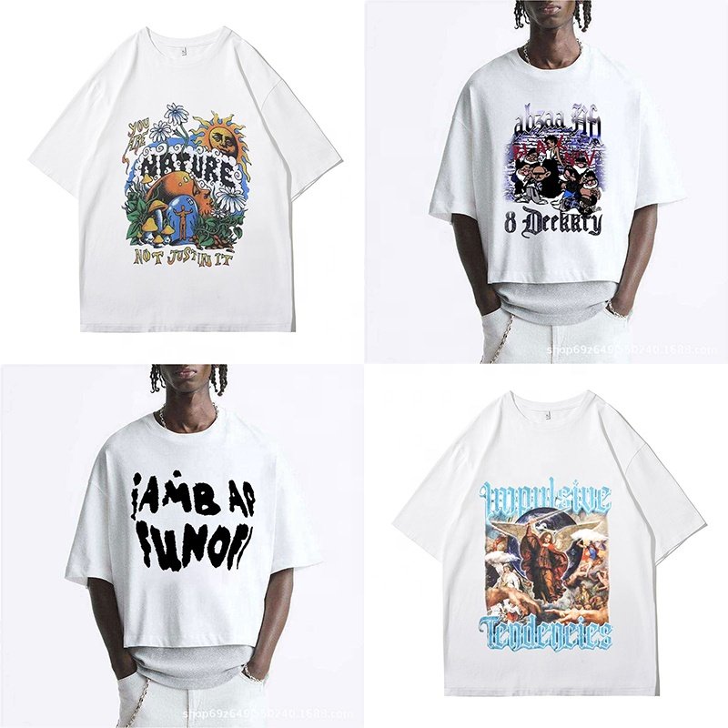 Custom Men Heavy Cropped T Shirts Crew Thick Neck,Custom Blank Cropped Boxy Tee Mens,Custom Blank Oversized Crop Boxy T Shirt