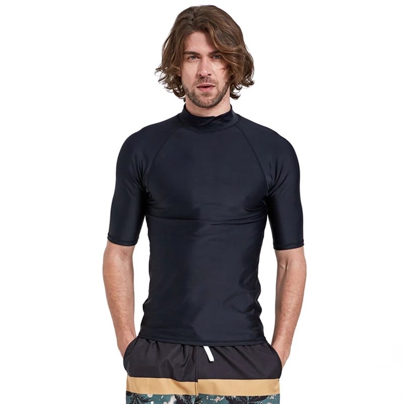 Wholesale custom logo blank men's compression shirts short sleeve anti-uv bjj rash guard swimming surfing diving t-shirts top