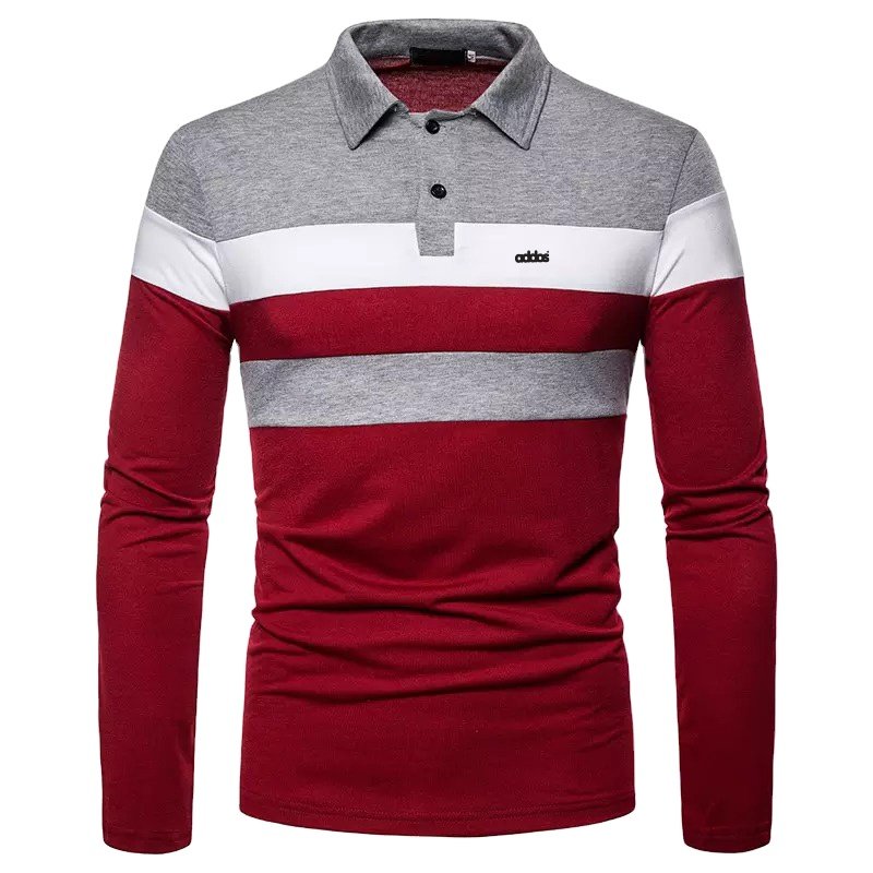 Latest 2022 Contrast Grey With Mehroon Color Men's Polo Shirts Wholesale Long Sleeve Golf Shirt Custom Colors Men Polo Shirt