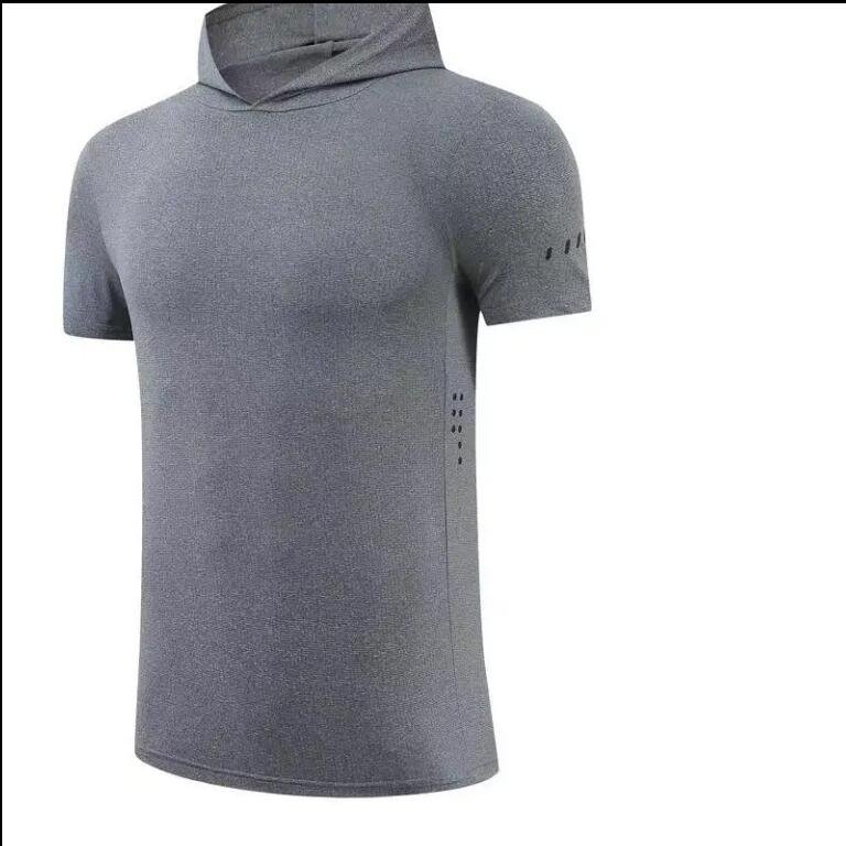 Hot selling new Short Sleeve T-shirts Men's Shirts Hooded Sports Tops Quick Dry Running Training Workout Gym Fitness Clothing