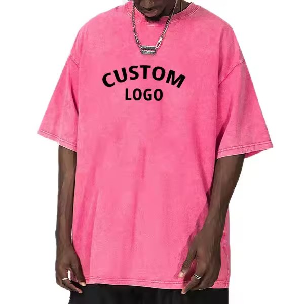Custom Logo Short Sleeve 100% Cotton 250 GSM Jet Dyeing Men's T-shirt Heavy Weight Oversize Acid Wash Vintage T Shirt for Men