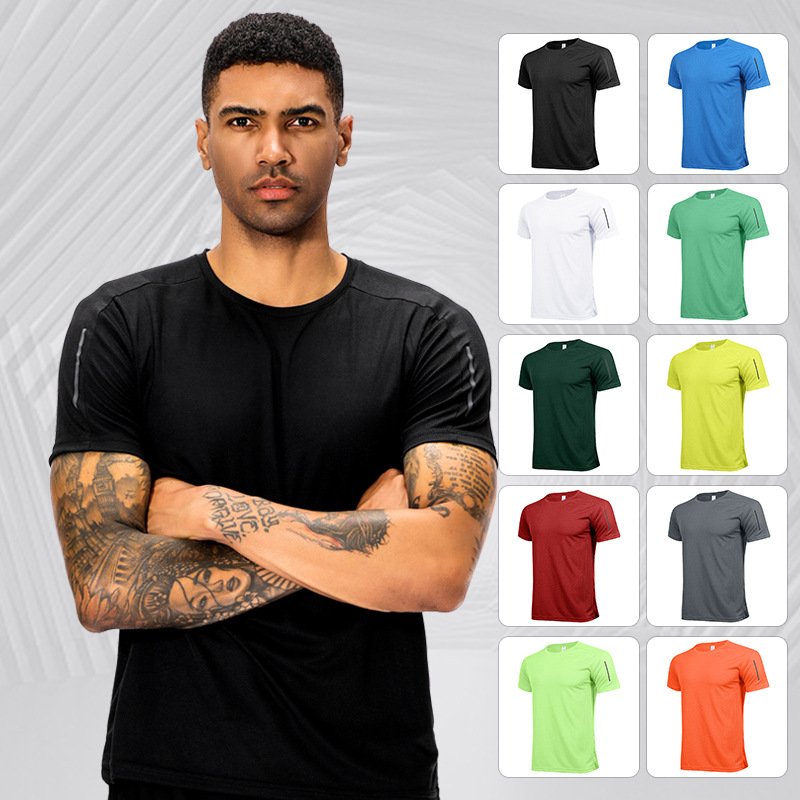 MT2416 Manufacturer Custom Reflective Stripe Quick Dry Breathable Fitness Gym T Shirts Plus Size Men's T-Shirts