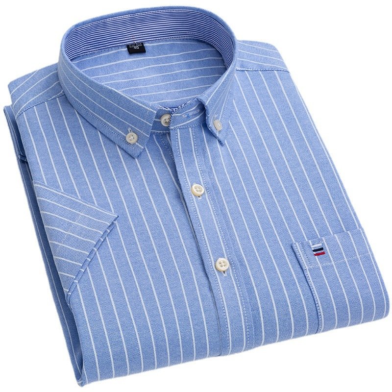 New Fashion Blue Casual Shirt England Style Stand-up Collar Polo T Shirts Plaid Long Sleeve Men's Shirts