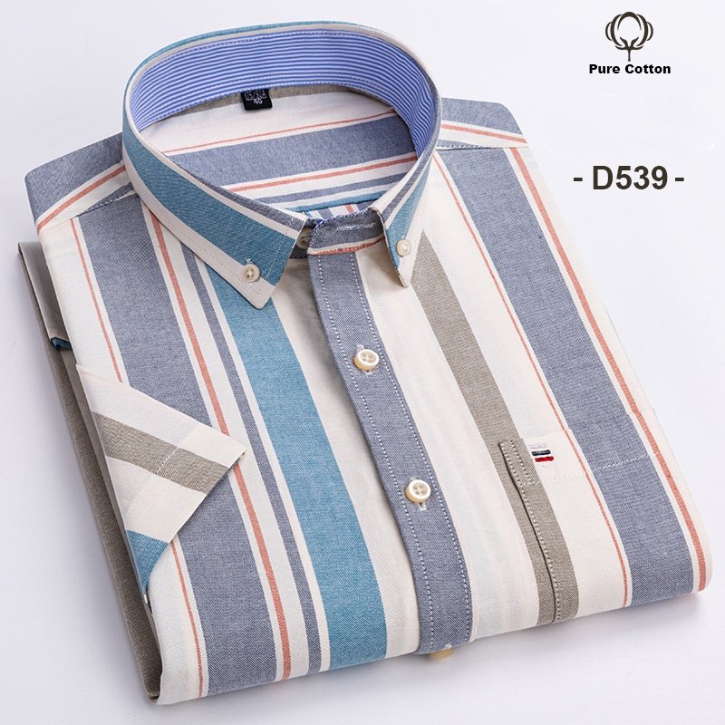 New Fashion Blue Casual Shirt England Style Stand-up Collar Polo T Shirts Plaid Long Sleeve Men's Shirts