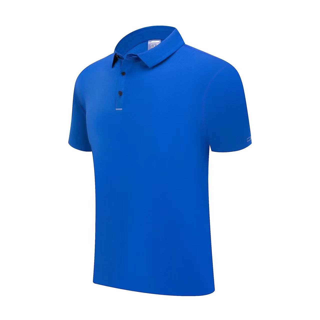 Summer men's solid color 89% polyester 11% spandex lapel short sleeve crisp quick drying polo shirt Golf T-shirt