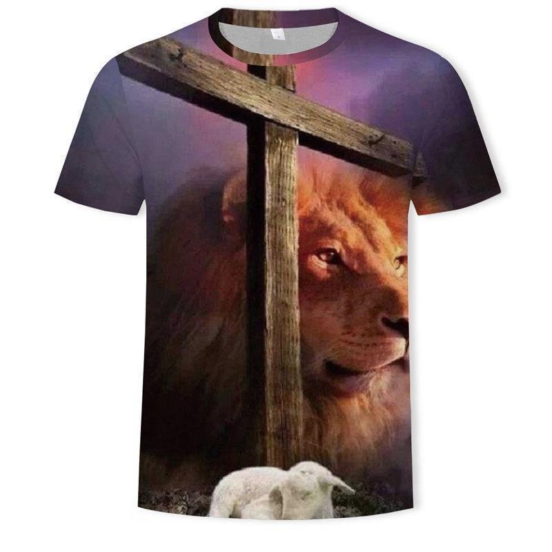 New Lion 3D Digital Printing Short Sleeve Round Neck Men's T-shirt