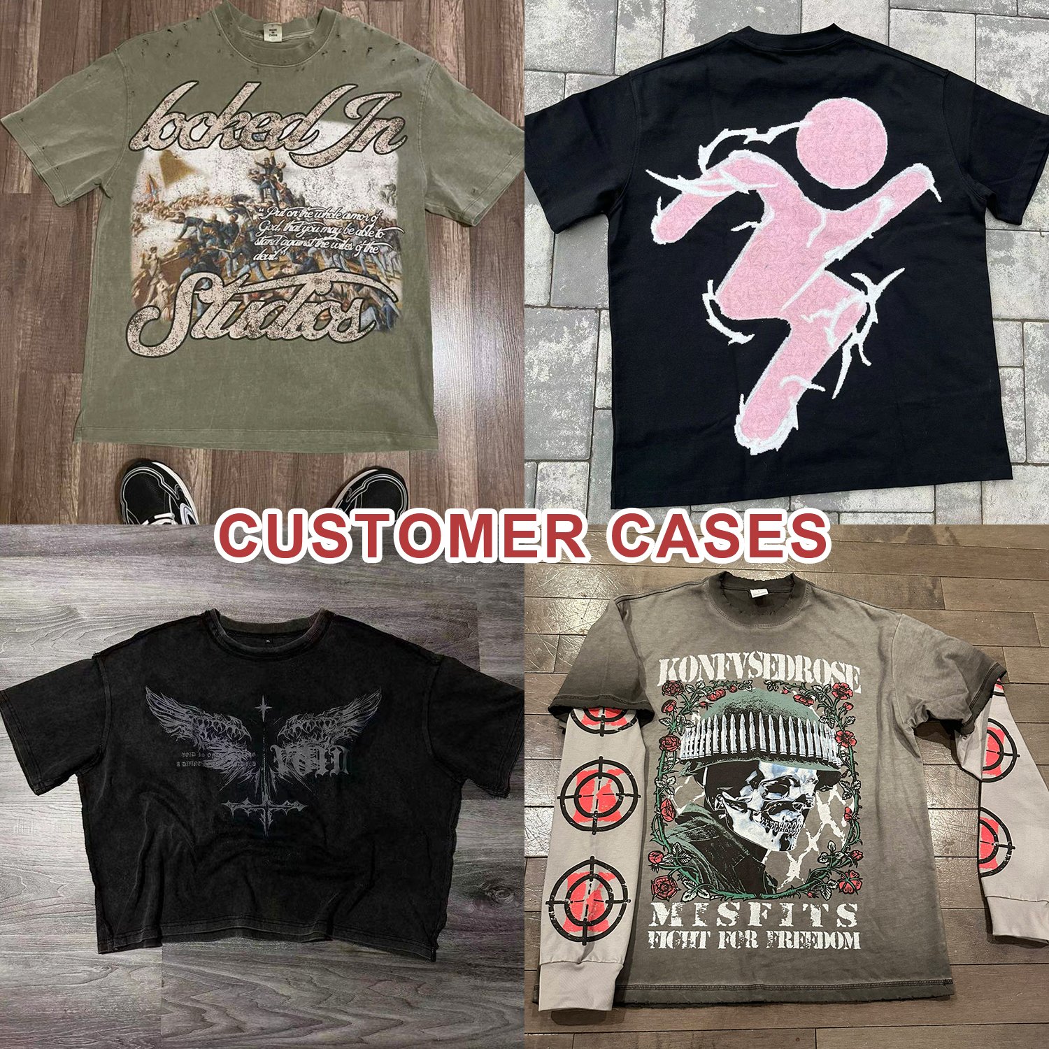 double layer long sleeve t shirt Custom heavyweight distressed cropped boxy fit oversized boxy crop Tee Drop shoulder T-shirt