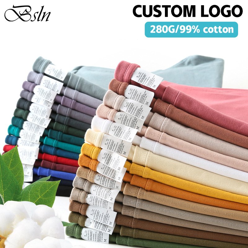 BSLN OEM Men's T-Shirt Cotton Oversized Plain T-Shirt Custom Logo Unisex Corporate Event 200g T-Shirt Men's