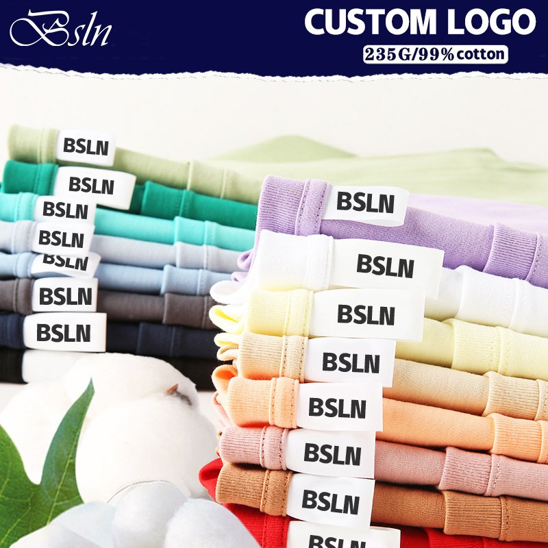 BSLN OEM Men's T-Shirt Cotton Oversized Plain T-Shirt Custom Logo Unisex Corporate Event 200g T-Shirt Men's