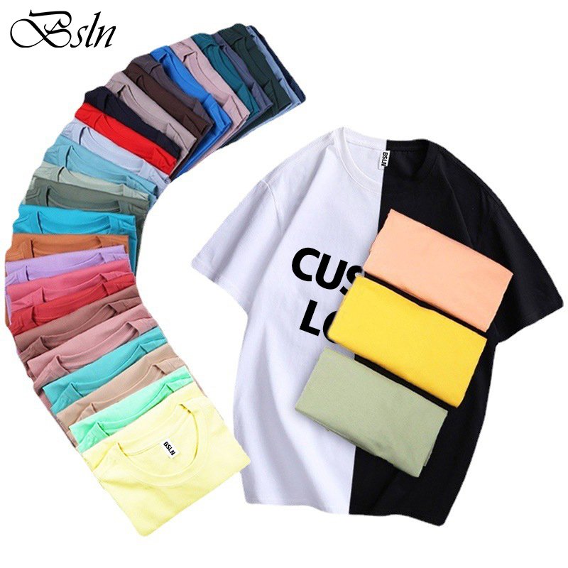 BSLN OEM Men's T-Shirt Cotton Oversized Plain T-Shirt Custom Logo Unisex Corporate Event 200g T-Shirt Men's