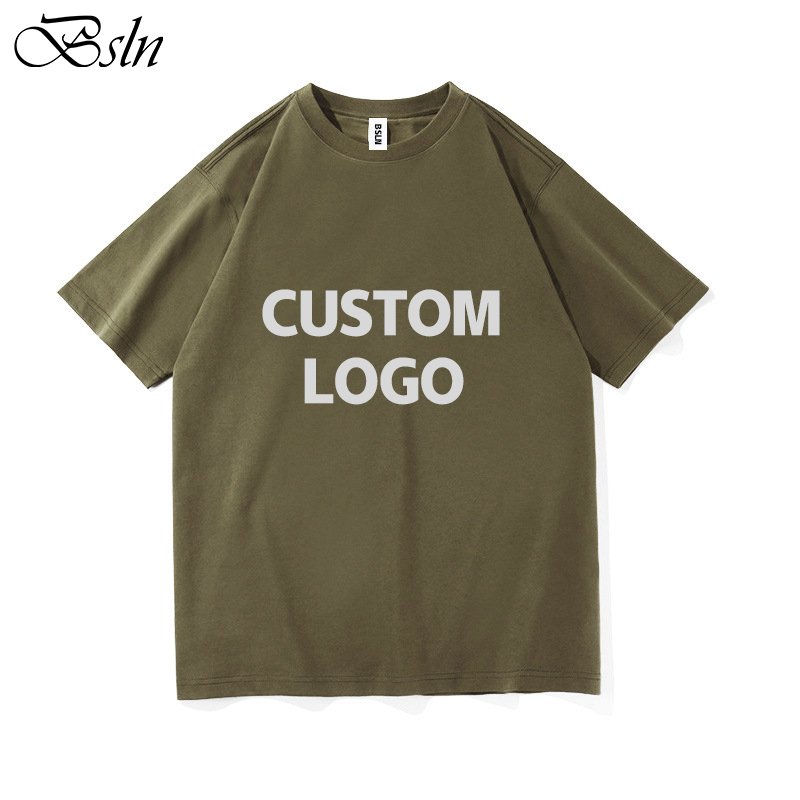 BSLN OEM Men's T-Shirt Cotton Oversized Plain T-Shirt Custom Logo Unisex Corporate Event 200g T-Shirt Men's