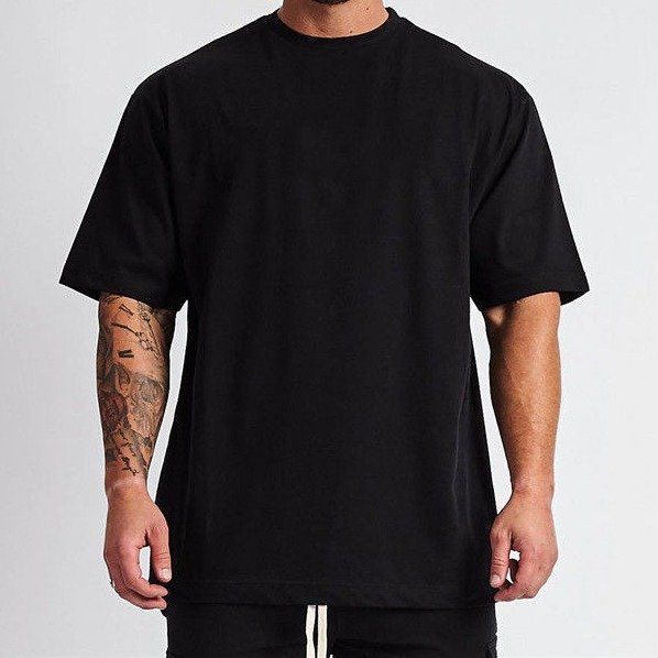 Heavyweight Wholesales Custom Printed Short Sleeve Men 95%Cotton 5%Spandex Apparel Drop Shoulder Men's T Shirt
