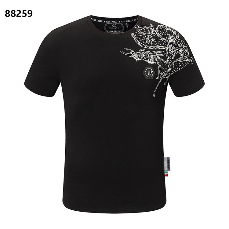 Summer crew-neck fashion Skull Iron drill temperament Breathable cotton top PLEIN men's T-shirt
