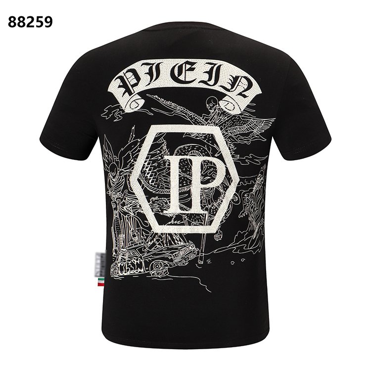 Summer crew-neck fashion Skull Iron drill temperament Breathable cotton top PLEIN men's T-shirt