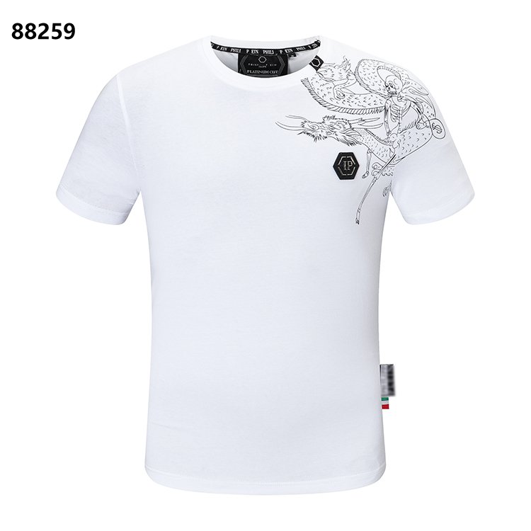 Summer crew-neck fashion Skull Iron drill temperament Breathable cotton top PLEIN men's T-shirt