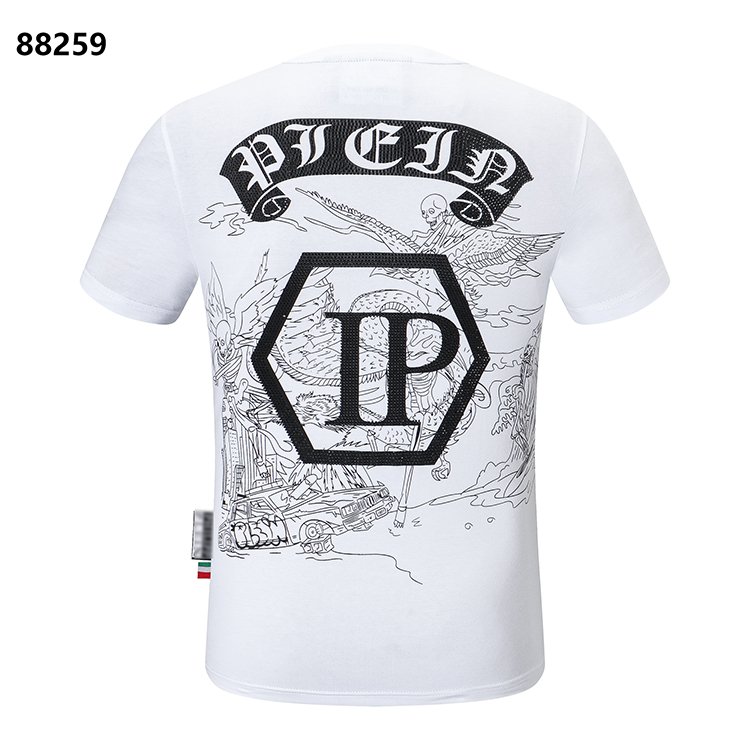 Summer crew-neck fashion Skull Iron drill temperament Breathable cotton top PLEIN men's T-shirt