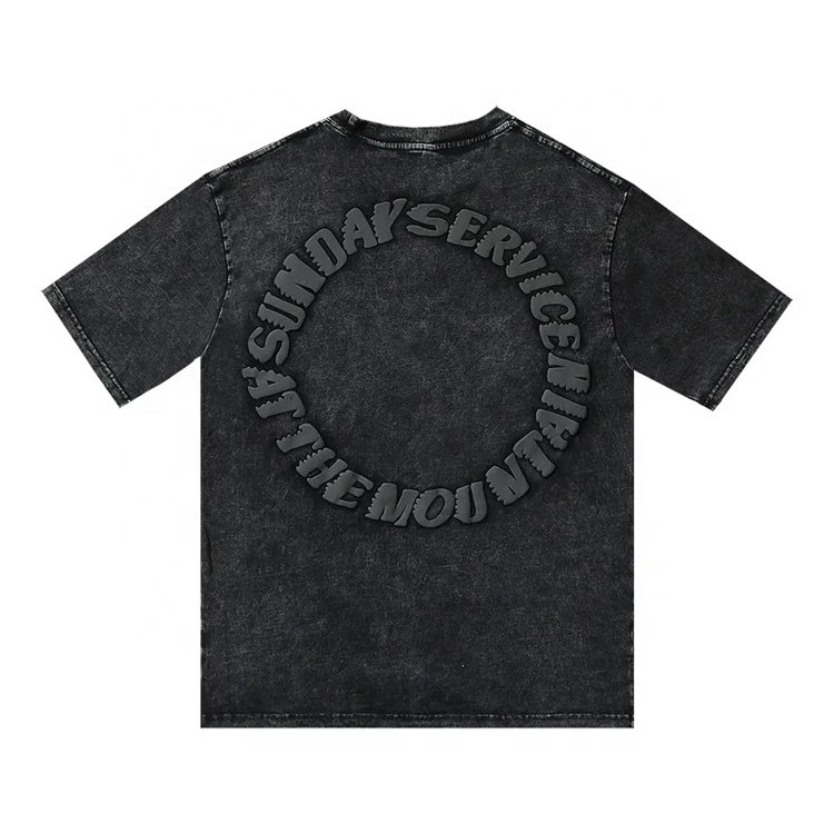 Y2K Streetwear Custom Screen Print Men T Shirt Oversize Vintage Acid Wash Men Boxy T Shirt Heavyweight 300 GSM Cotton T Shirt