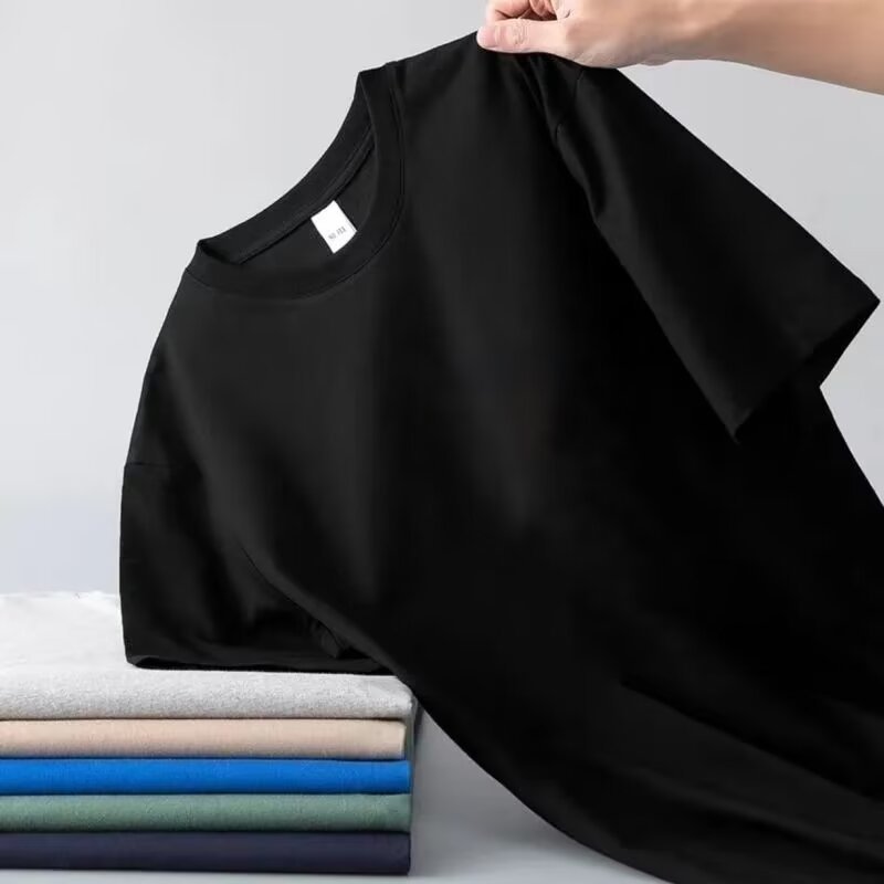 OEM Customized Logo Design short-sleeved milk fiber micro polyester solid color men's large size daily fashion trend T-shirt