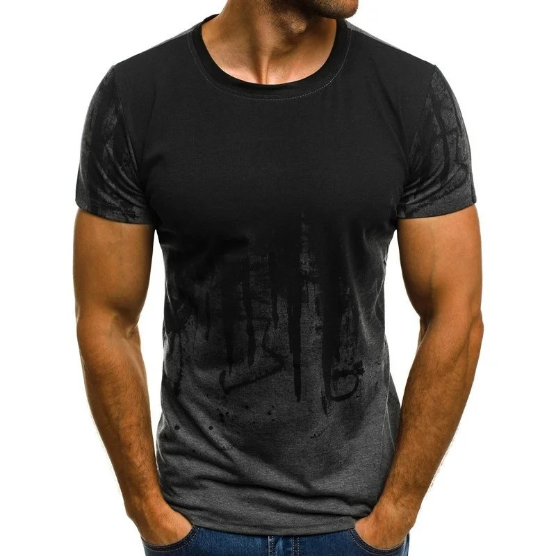 Large Men's Casual Sportswear T-Shirt O-Neck Short Sleeved Soft Breathable Knitted Quick Dry Digital Printed Oversized Fitted
