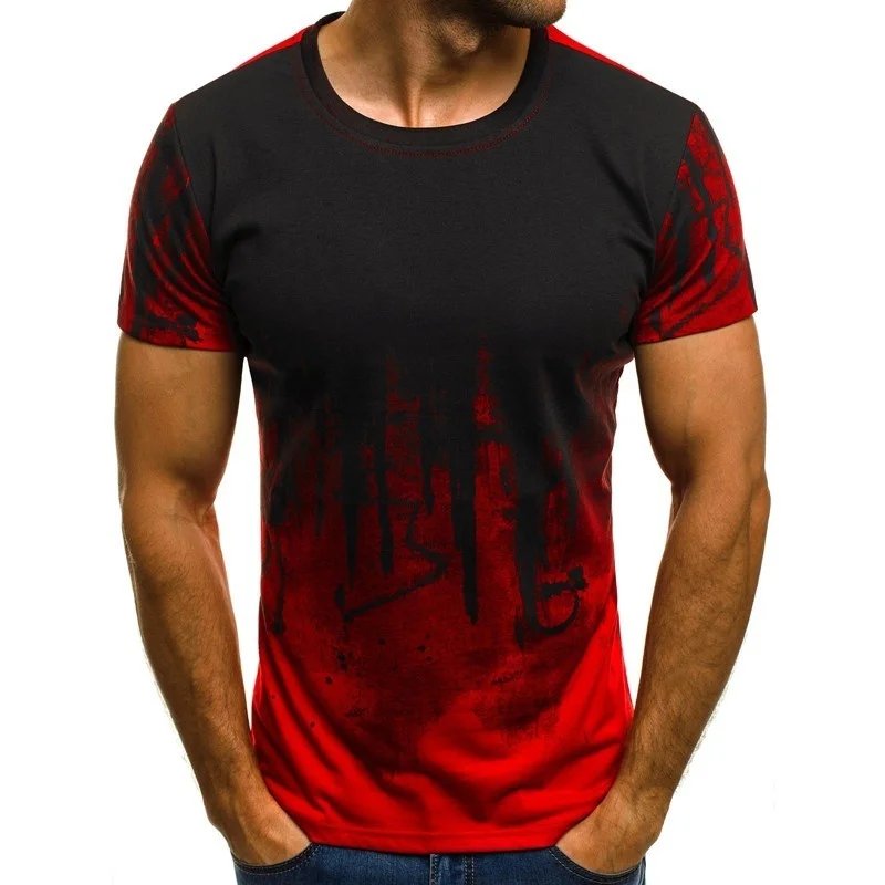 Large Men's Casual Sportswear T-Shirt O-Neck Short Sleeved Soft Breathable Knitted Quick Dry Digital Printed Oversized Fitted