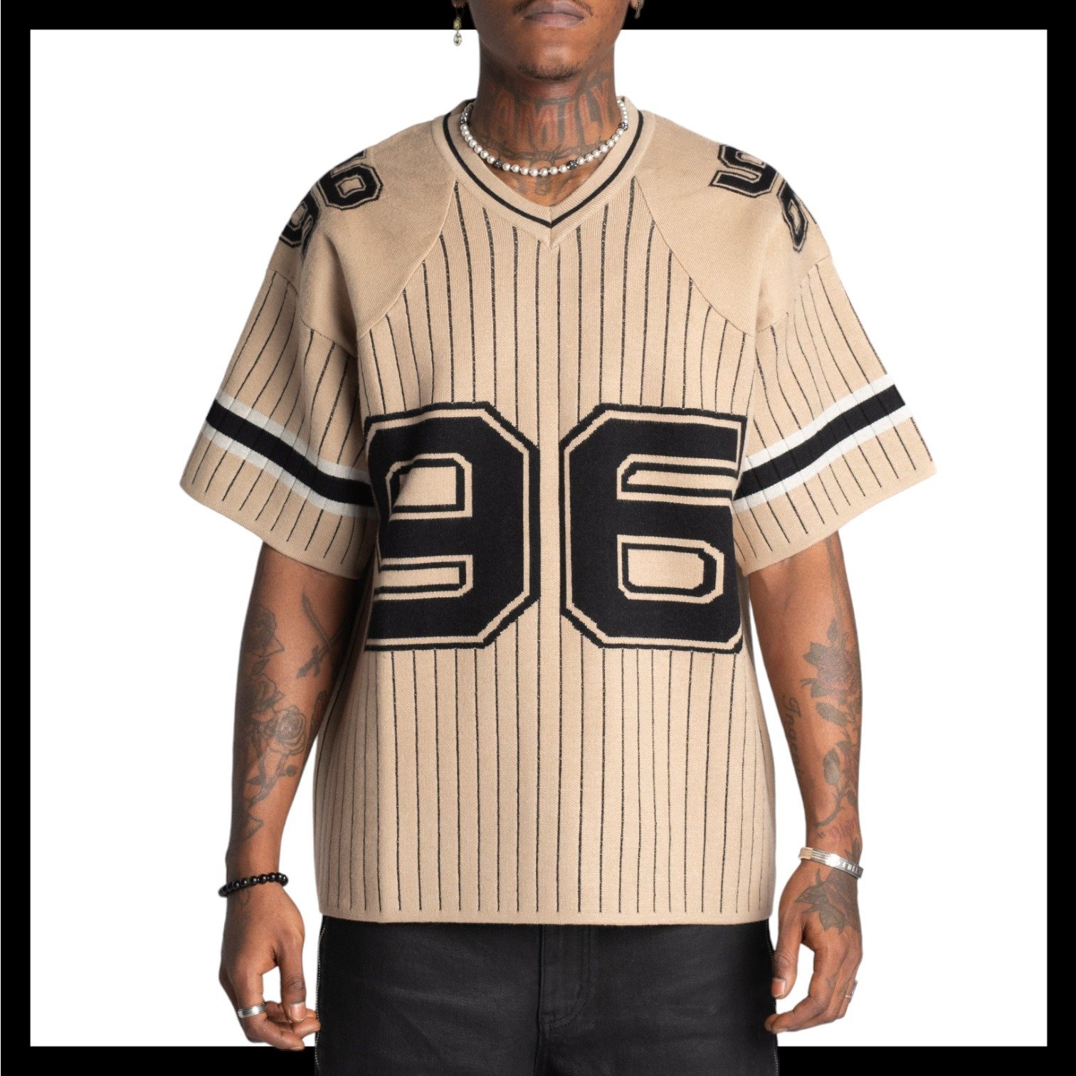 Custom Design Logo Cotton Plus Size Short Sleeve Knitwear Knit Football Jerseys Stripes High Quality Knitted men's t-shirt