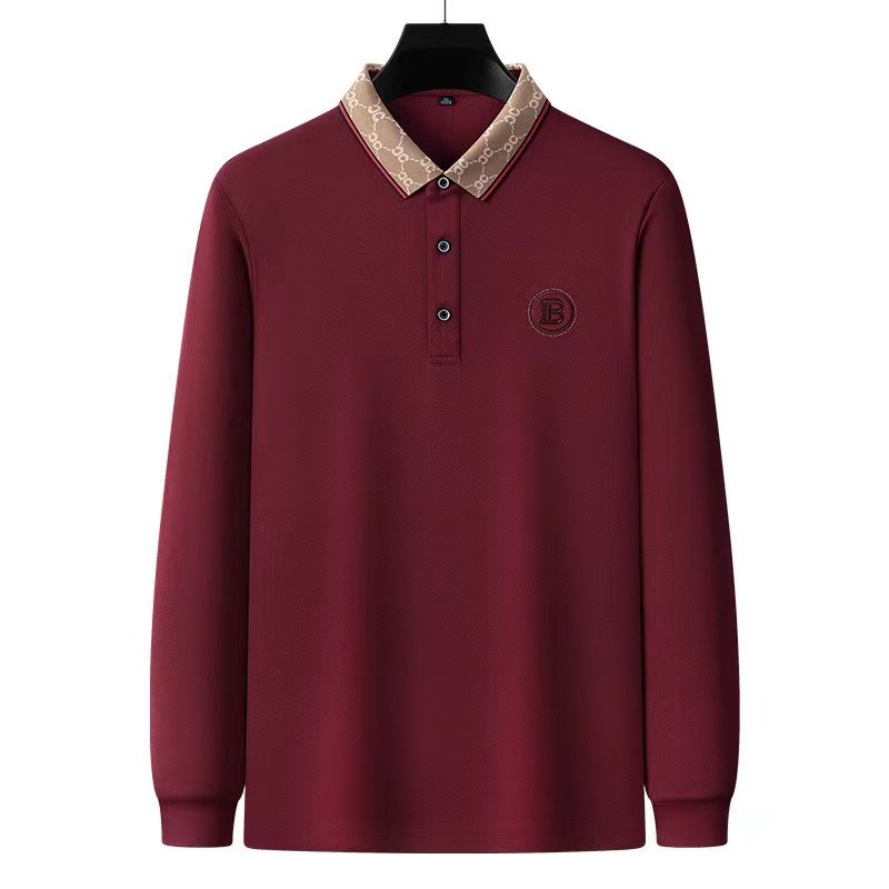 Top quality 52%Cotton 48%Spandex high quality Long Sleeve polo shirt design large size M-4XL men's t-shirts polo