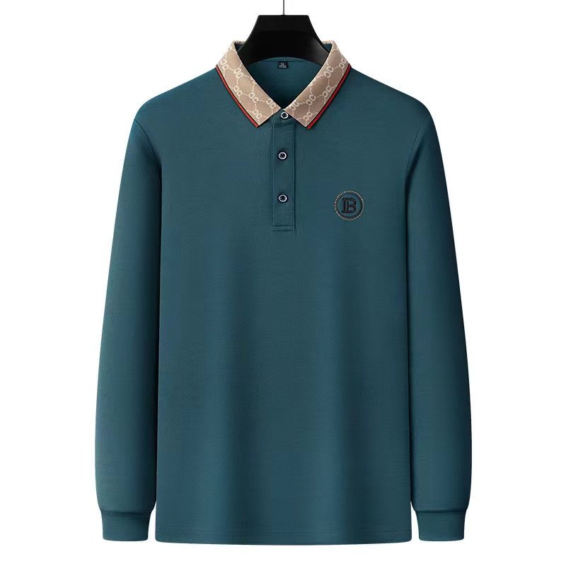 Top quality 52%Cotton 48%Spandex high quality Long Sleeve polo shirt design large size M-4XL men's t-shirts polo
