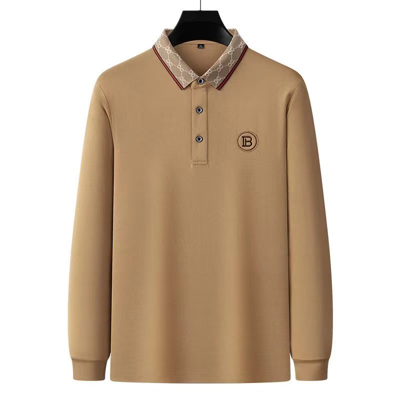 Top quality 52%Cotton 48%Spandex high quality Long Sleeve polo shirt design large size M-4XL men's t-shirts polo