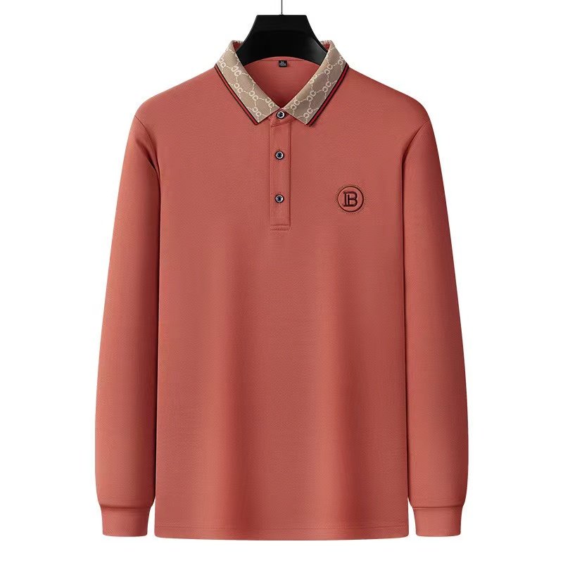 Top quality 52%Cotton 48%Spandex high quality Long Sleeve polo shirt design large size M-4XL men's t-shirts polo