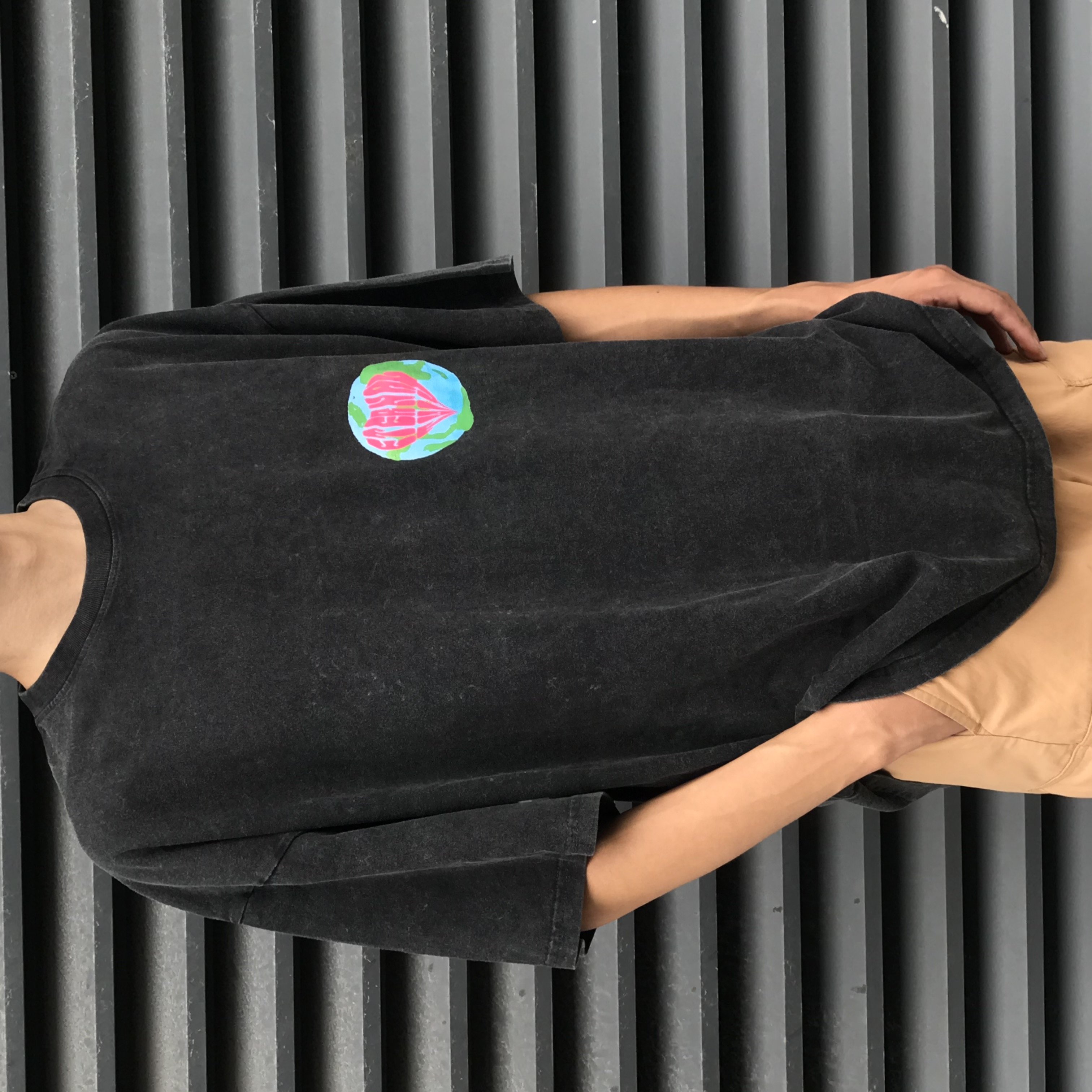 250 Gsm washed black pure Cotton T Shirt Heavy Custom Graphic Plain Oversized Puff printing Men's T-shirts