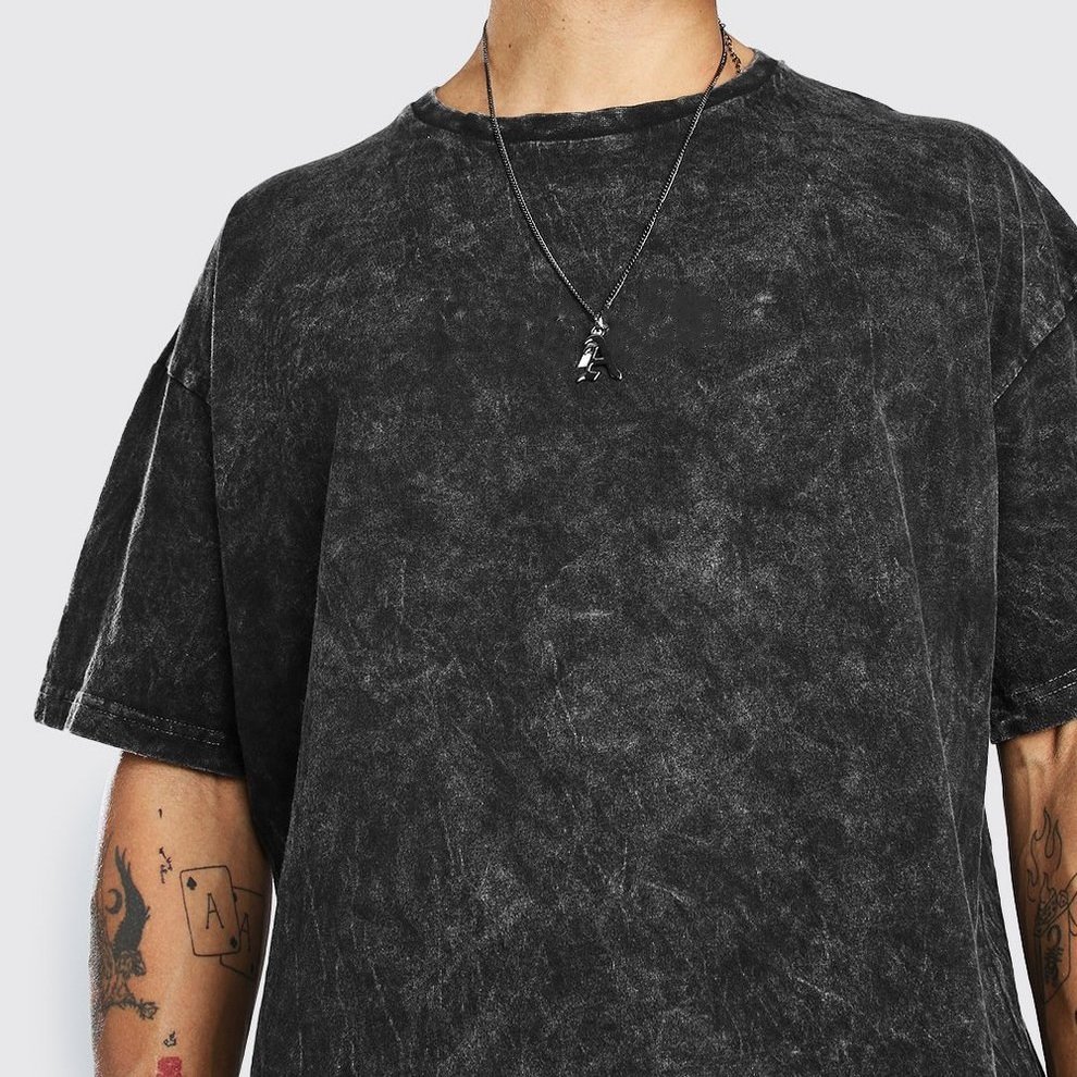 Custom Heavyweight Cotton Oversized Men's T-Shirts Acid Wash Tees Blank Boxy Vintage Distressed T Shirt