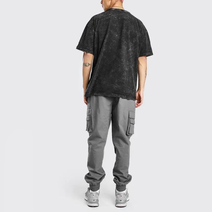 Custom Heavyweight Cotton Oversized Men's T-Shirts Acid Wash Tees Blank Boxy Vintage Distressed T Shirt