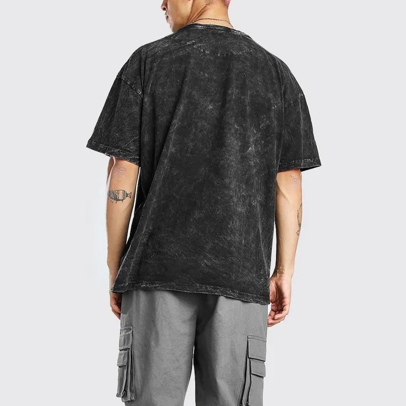 Custom Heavyweight Cotton Oversized Men's T-Shirts Acid Wash Tees Blank Boxy Vintage Distressed T Shirt