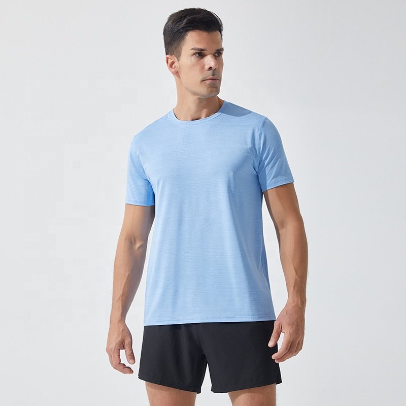 Custom Quick Dry Wicking Gym Workout Running Shirt Mens Yoga shirt Flatlock Seam Running T shirts for Men Plain Men's t-shirts