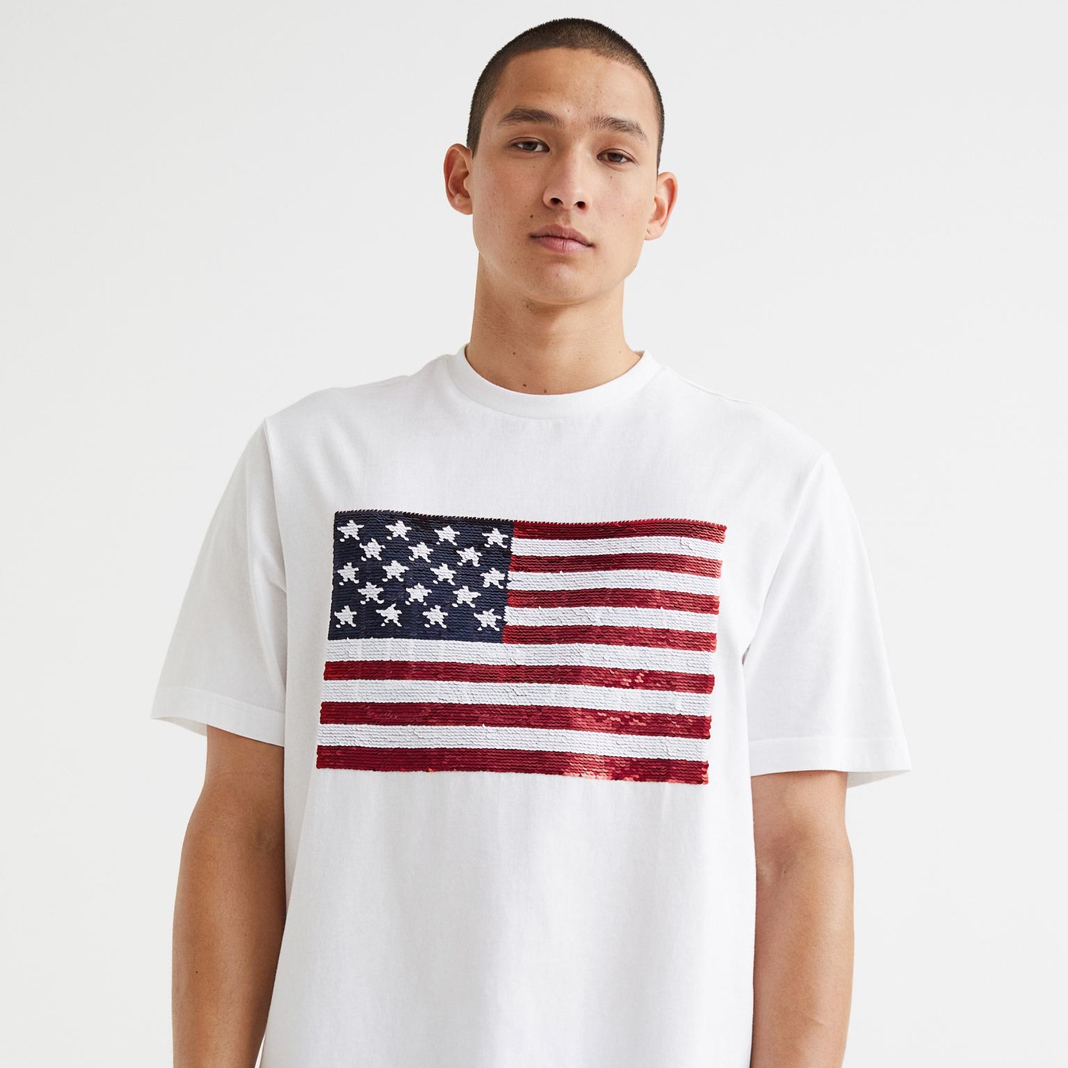 custom sequin print cotton men's t shirt