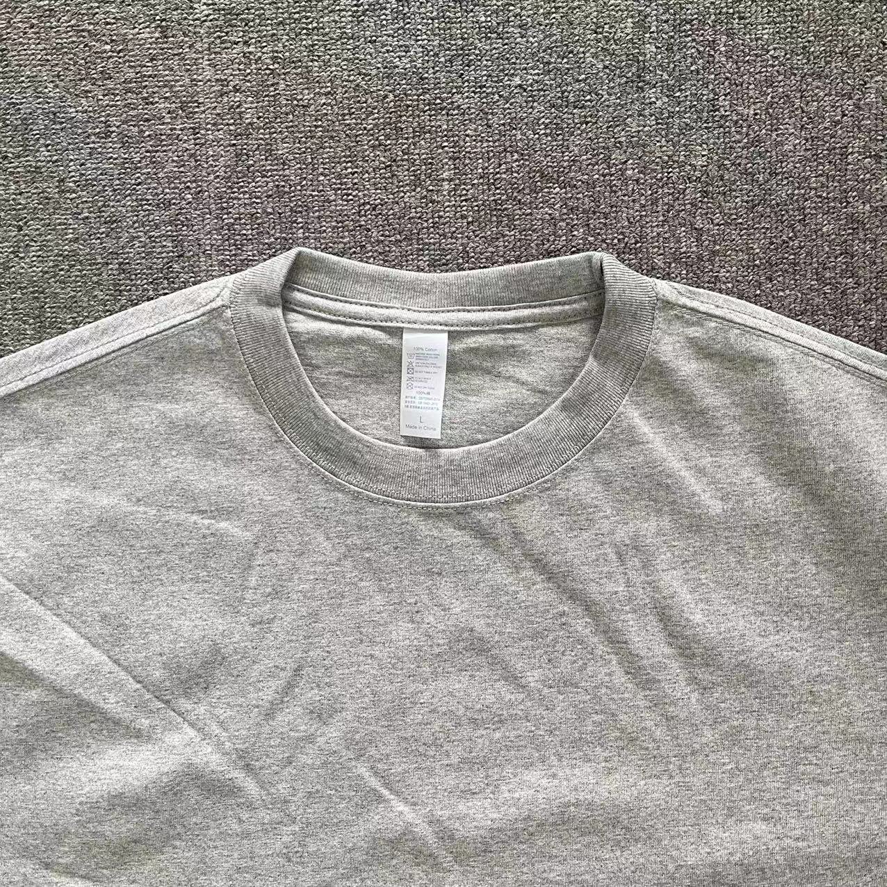 Grey 250gsm heavy 100%cotton men's T-shirt baggy plain blank solid color tee custom puff print comfortable T-shirt for men